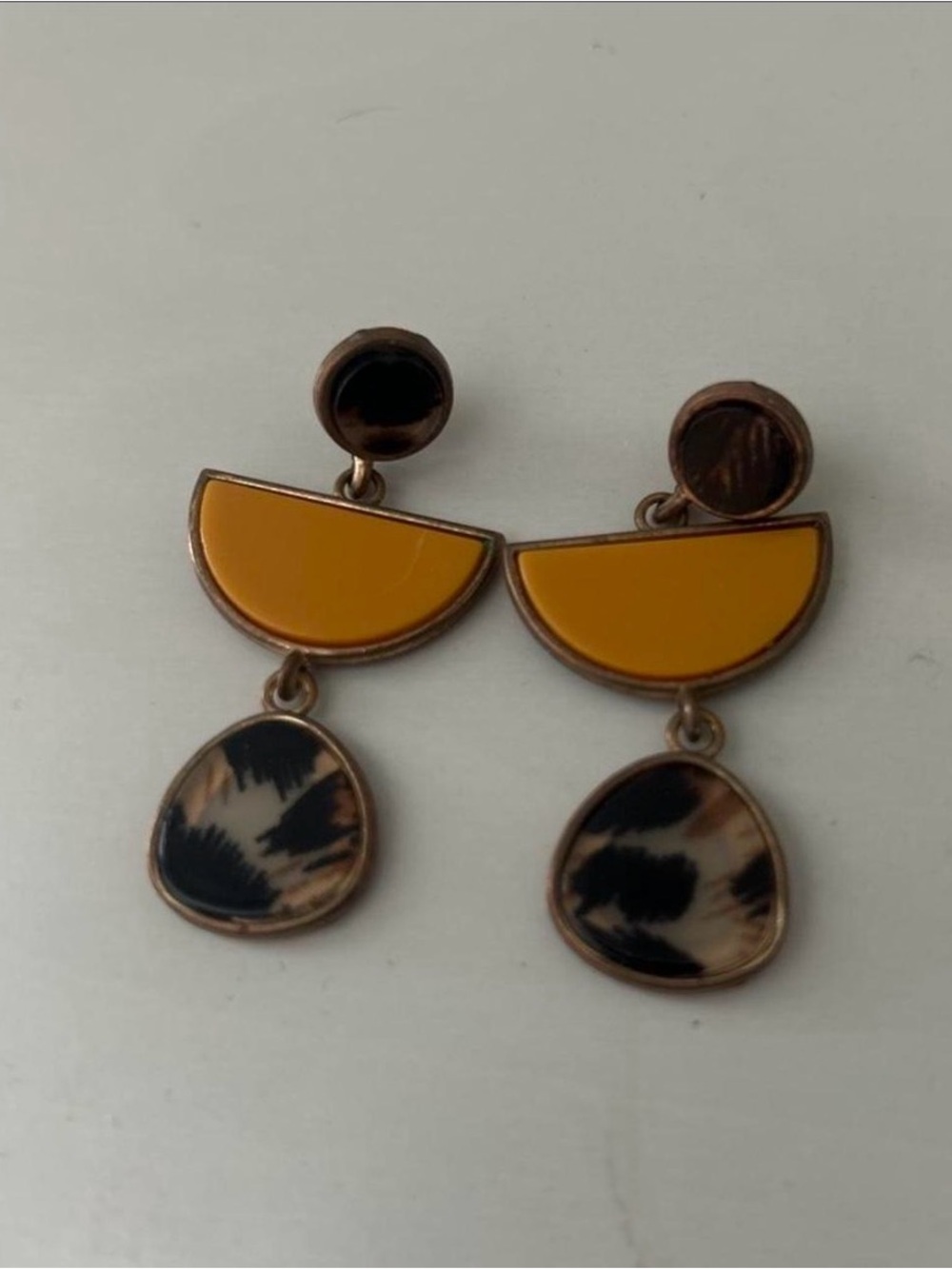 Yellow and Tortoiseshell Drop Earrings - Fashion Jewelry